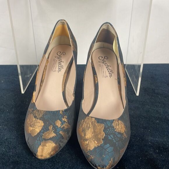 Seychelles Black Gold Pump Shoes - Picture 3 of 6